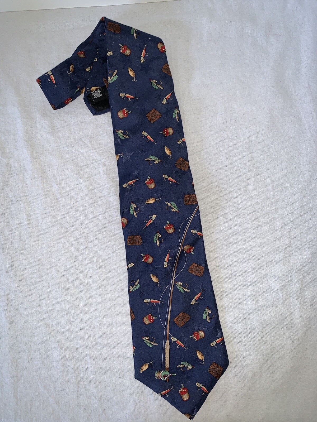 Dillards Americana Series Fishing 100 Silk Tie Gem