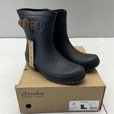 Chooka Black Everyday Buckle Mid Rain Boots Waterproof Women’s Size 7 NEW