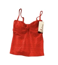 NWT Catalina Separates Womens Orange Sizzles Eyelet Swimsuit Top Size Small