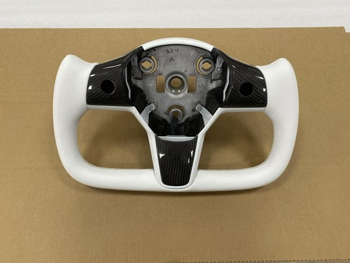 Yoke Steering Wheel Fits for Tesla Model 3 Y 2017-2023 White Nappa W/Heating - Picture 5 of 12