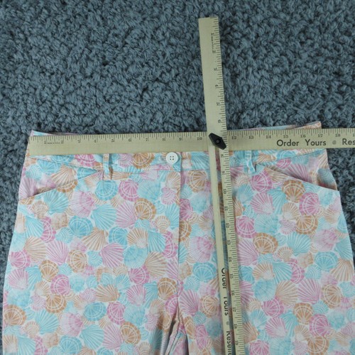 Talbots Shorts Womens 14 Orange Pink Blue Sea Shells Chino 34x6.5* - Picture 3 of 14