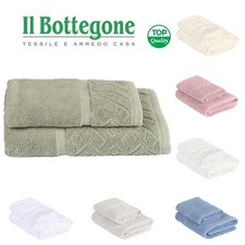Set asciugamani bagno completo 1+1 LE SPUGNE PREGIATE viso + ospite 100% cotone