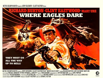 WHERE EAGLES DARE 1968 Quad Poster Druck 30x40'' Clint Eastwood Richard Burton