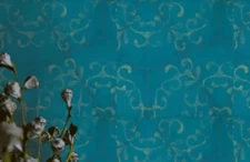 Sealed New Vatos Wallcoverings Ceram CER101 Blue Patterned Wallpaper 8.5m 27 ft