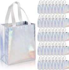 40 Pack 10 x 8 Inch Glossy Reusable Grocery Bags Non-woven Tote Shopping Bag ...