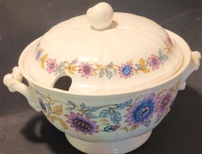  San Claudio Britt große Suppenterrine Gemüseschale floral Spanien 60er Style