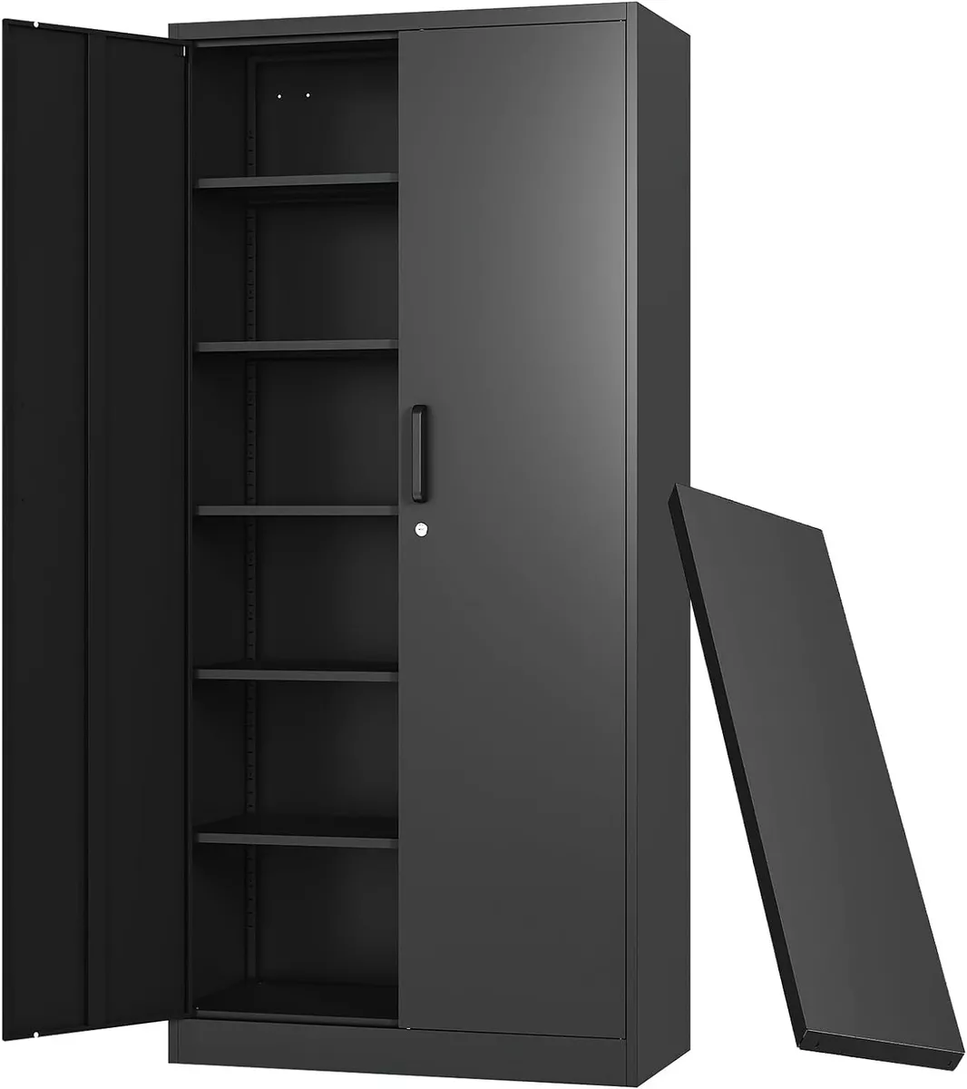 Metal Storage Cabinet with Doors and Shelves,71 Garage Storage Cabinet with  Lock