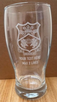 Wrexham AFC Pint Glas mit Vereinswappen, Lizenzware, personalisiert