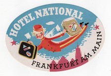 HOTEL NATIONAL FRANKFURT GERMANY ORIGINAL BAGGAGE LABEL