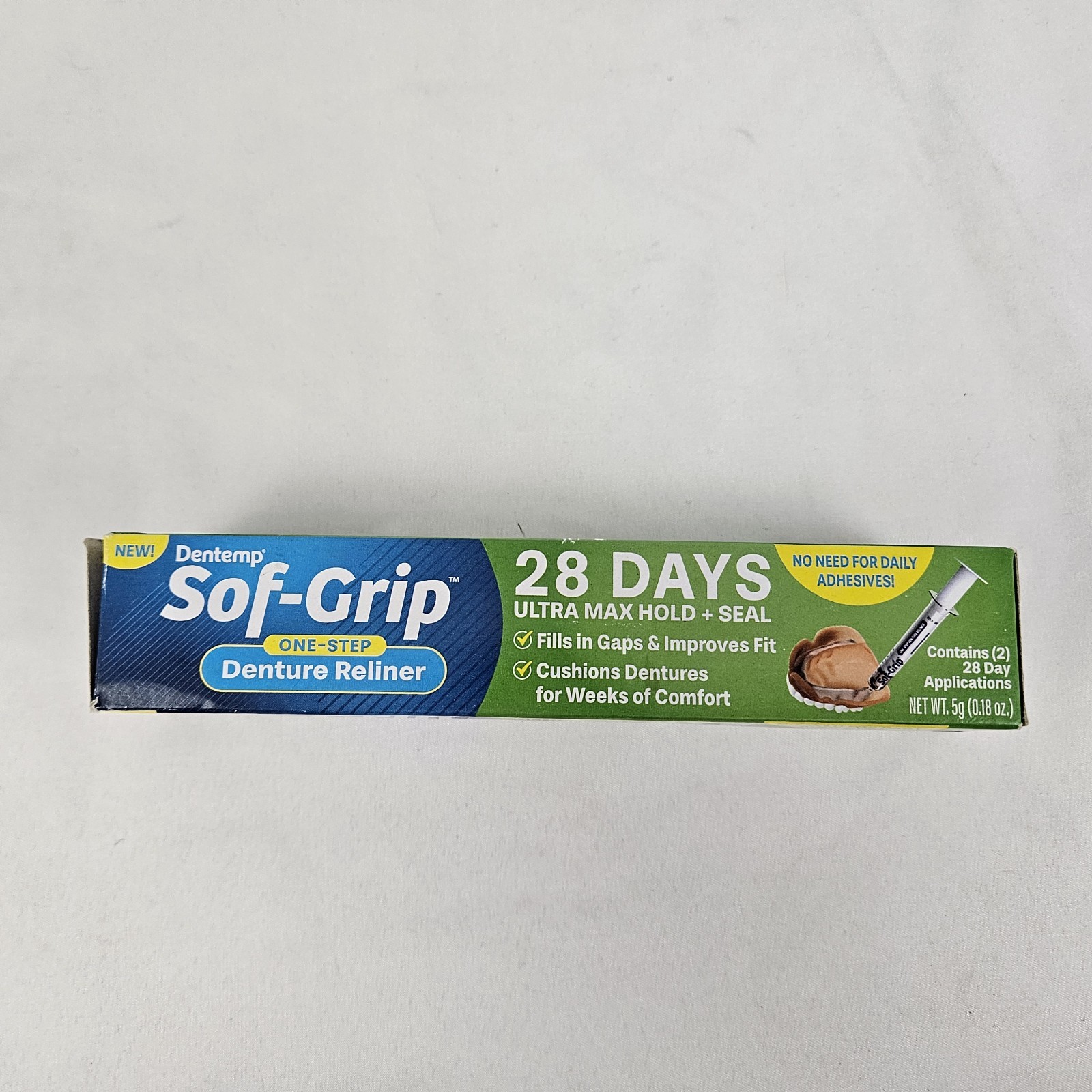 Dentemp Sof-Grip 1-Step Denture Care Reliner 5g Pack of 1 Clear 28 Days