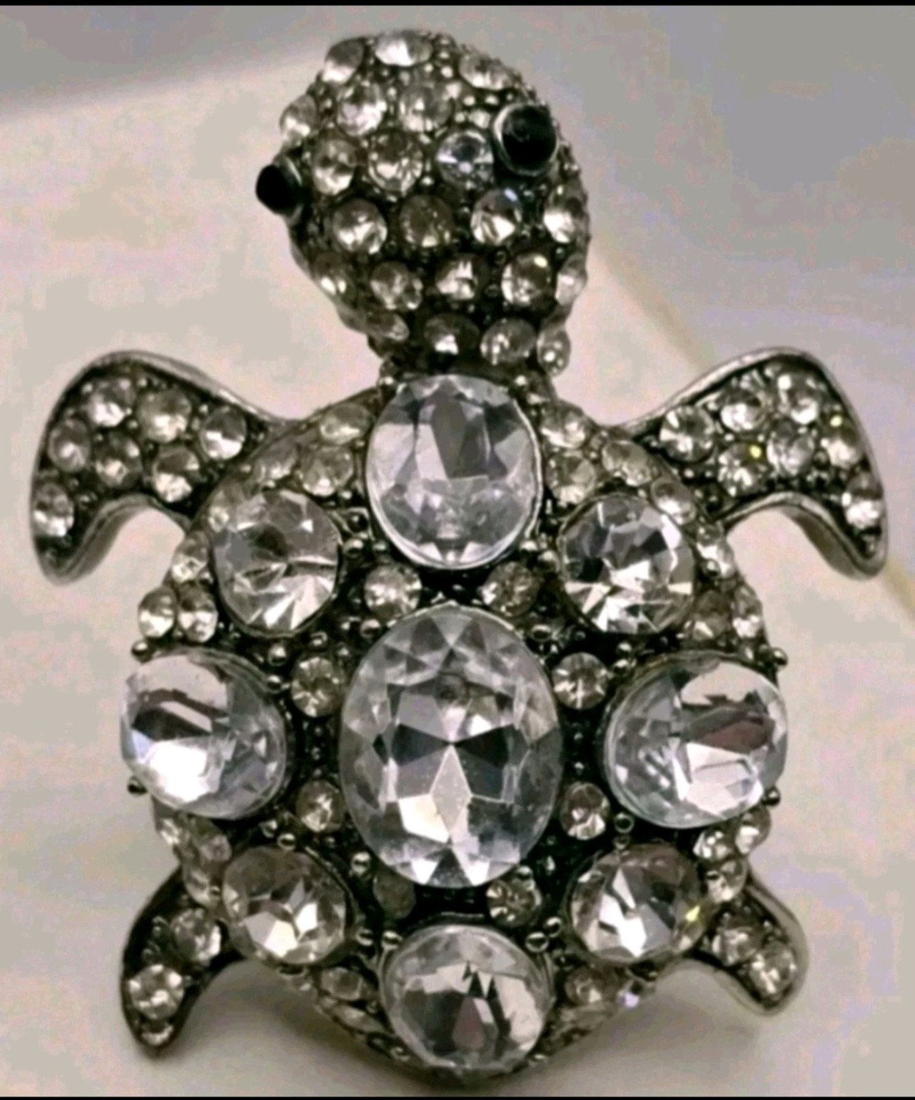 Rhinestone Statement Turtle Ring Size 6 - image 1