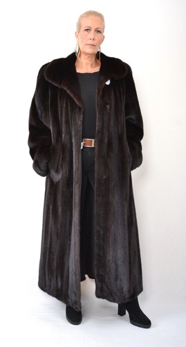 US5482 REAL SAGA MINK FUR COAT RANCH MINK TOP QUALITY SIZE 2XL - NERZMANTEL