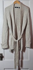 VTG 90s Express Sweater Women's Size M Tan Wool Mohair Belt Hong Kong Academia