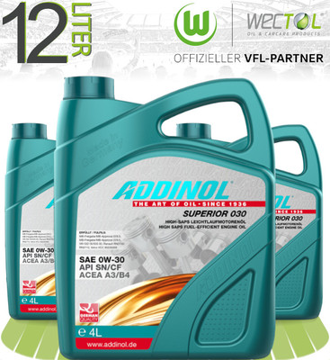 3x4 Liter Addinol Superior 030 Leichtlaufmotorenöl 0W-30 API SN CF ACEA A3 B4 