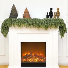 2 Pcs 6 ft Christmas Artificial Cedar Garland Realistic Soft Thickness Green