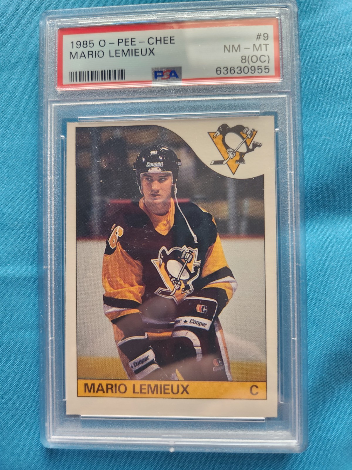 1985 OPC O-Pee-Chee #9 Mario Lemieux Rookie PSA 8 Vintage HOF RC Hockey Card