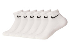 Nike Unisex Adult 6-Pack Everyday Cushioned Training Ankle Socks White Large