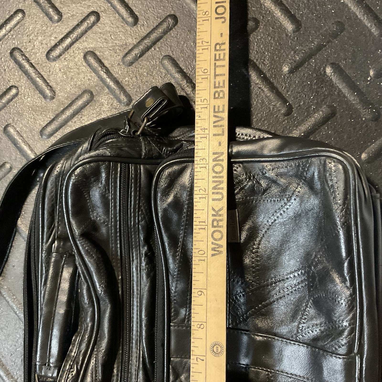 Vintage Black Patchwork Leather Briefcase Laptop … - image 9