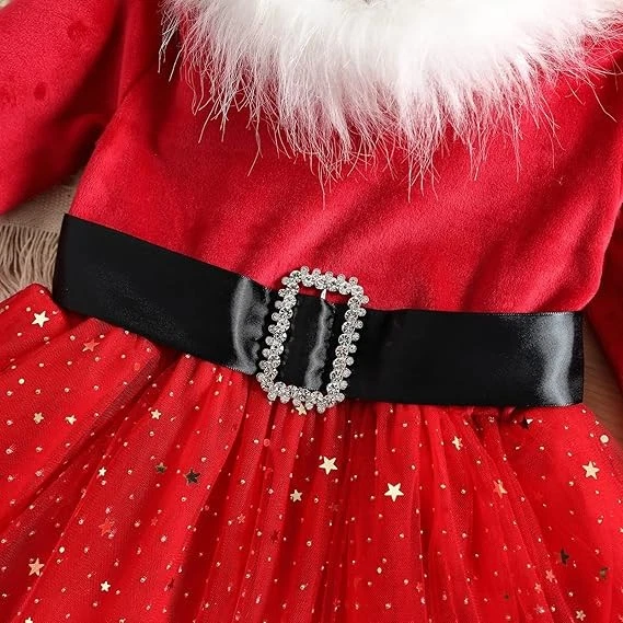 Vestido de Papá Noel rojo para bebé niño vestido de Navidad disfraz de señora Claus para niñas Foto 3 de 4