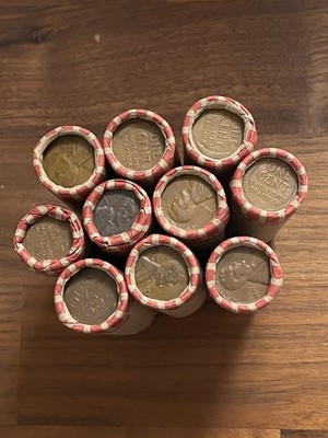 100 Unsearched Wheat Cents (2 Rolls) Mixed Dates 1909 1958 Lincoln Pennies