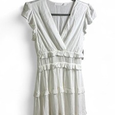 Altar'd state Mini/ Midi White Dress with sleeve cap details and ruffles | Small