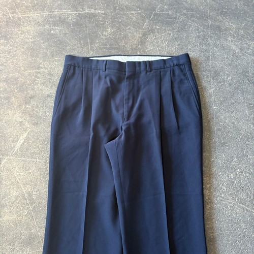 Vintage 90s Pleated Pants Size 34x32 Blue Creased Slacks Wool Preppy Work - Picture 2 of 8