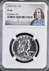 1956 Type 2 Proof Franklin Half Dollar NGC PF68 Benjamin Franklin Label