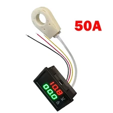 1 Pack 50A 0.1A Hall Current Voltmeter Dual Led Digital Display DC 5V-100V HOT