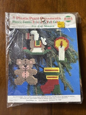 Vtg Plastic Canvas Ornament Kit 4 Patterns NMI #1225 New Old Stock