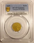 1845 US GOLD LIBERTY HEAD $2.5 QUARTER EAGLE COIN NGC UNCIRCULATED*