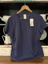 Lands' End Swim Shirt Size Large 16 Navy Ruched Sides Bra New Rash Guard UPF 50