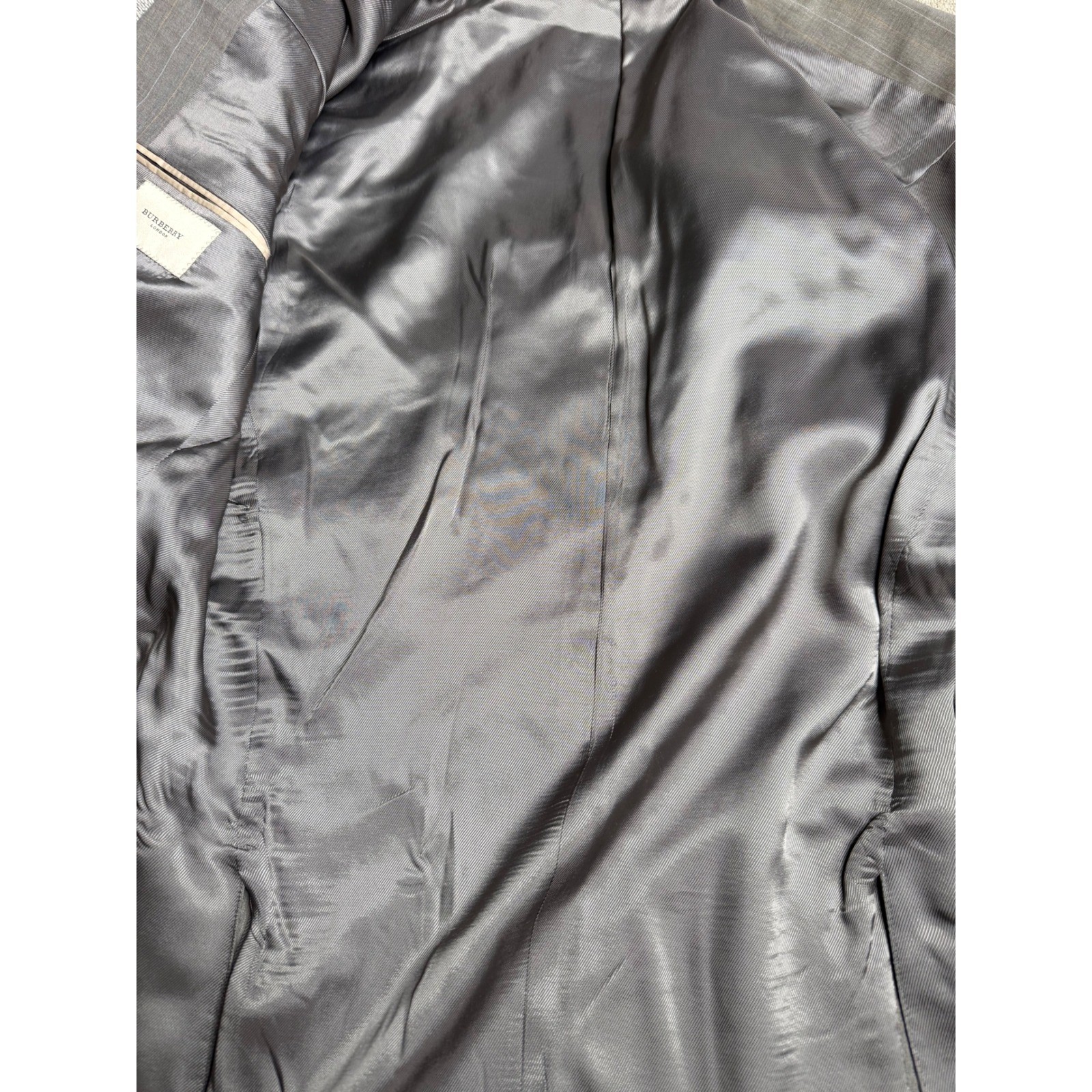 Burberry London Kensington Gray Pinstripe 100% Wool Blazer Jacket Men's 42L thumbnail 9