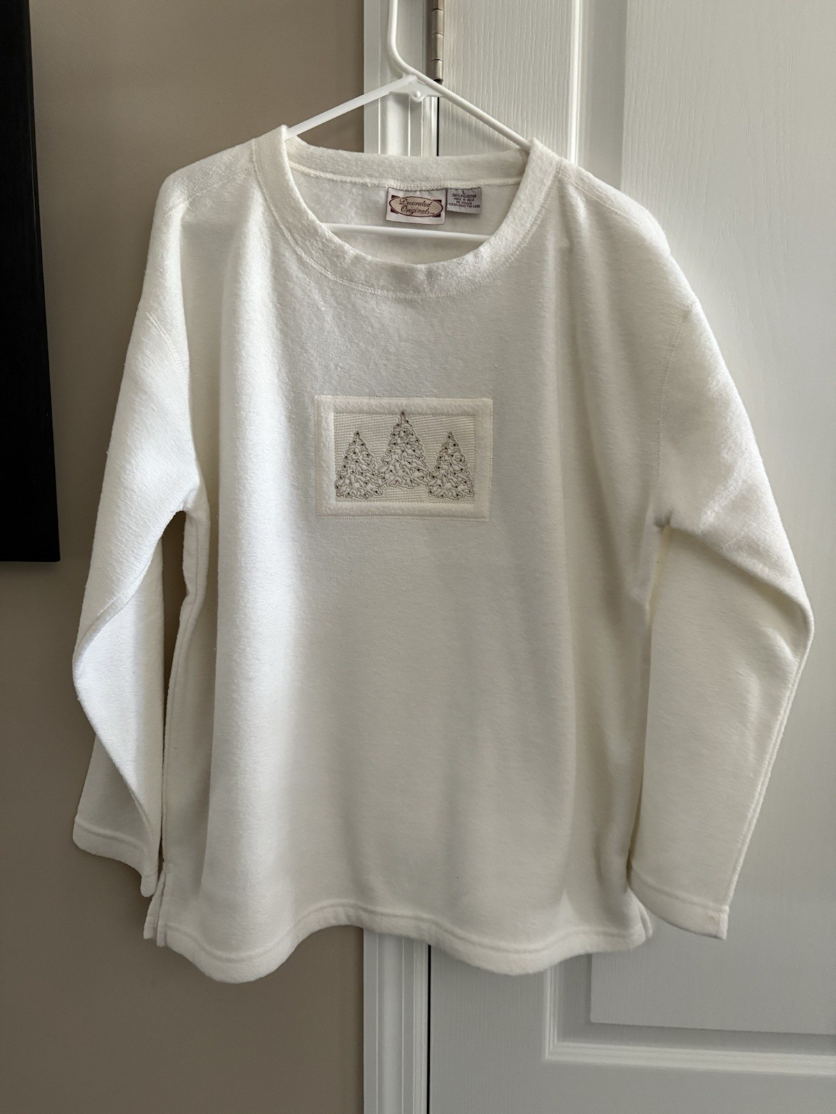 Decorated Originals White Christmas Trees Pullover, Large