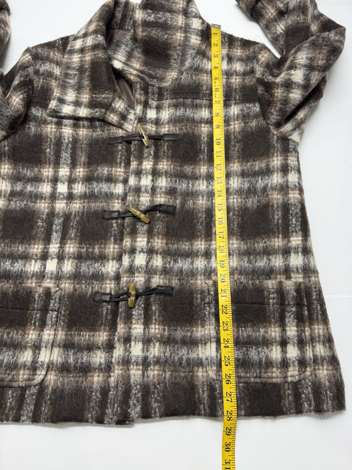 Pendleton Brown Plaid Toggle Duffle Wool Mohair C… - image 8