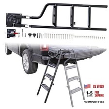 Universal Foldable and 360 Rotatable Tailgate Ladder for Pickup Truck, Quick