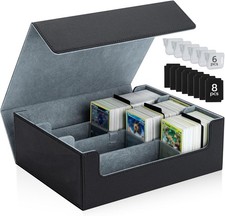 Mcbazel Card Deck Box for MTG 1800+ Cards, Magnetic Holder with 3 Rows and 8 Di