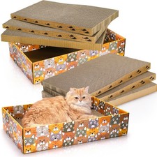 Set of 2 Cat Scratching Boxes 17x10 in 6 Pcs Corrugated Cardboard Pad Lounge