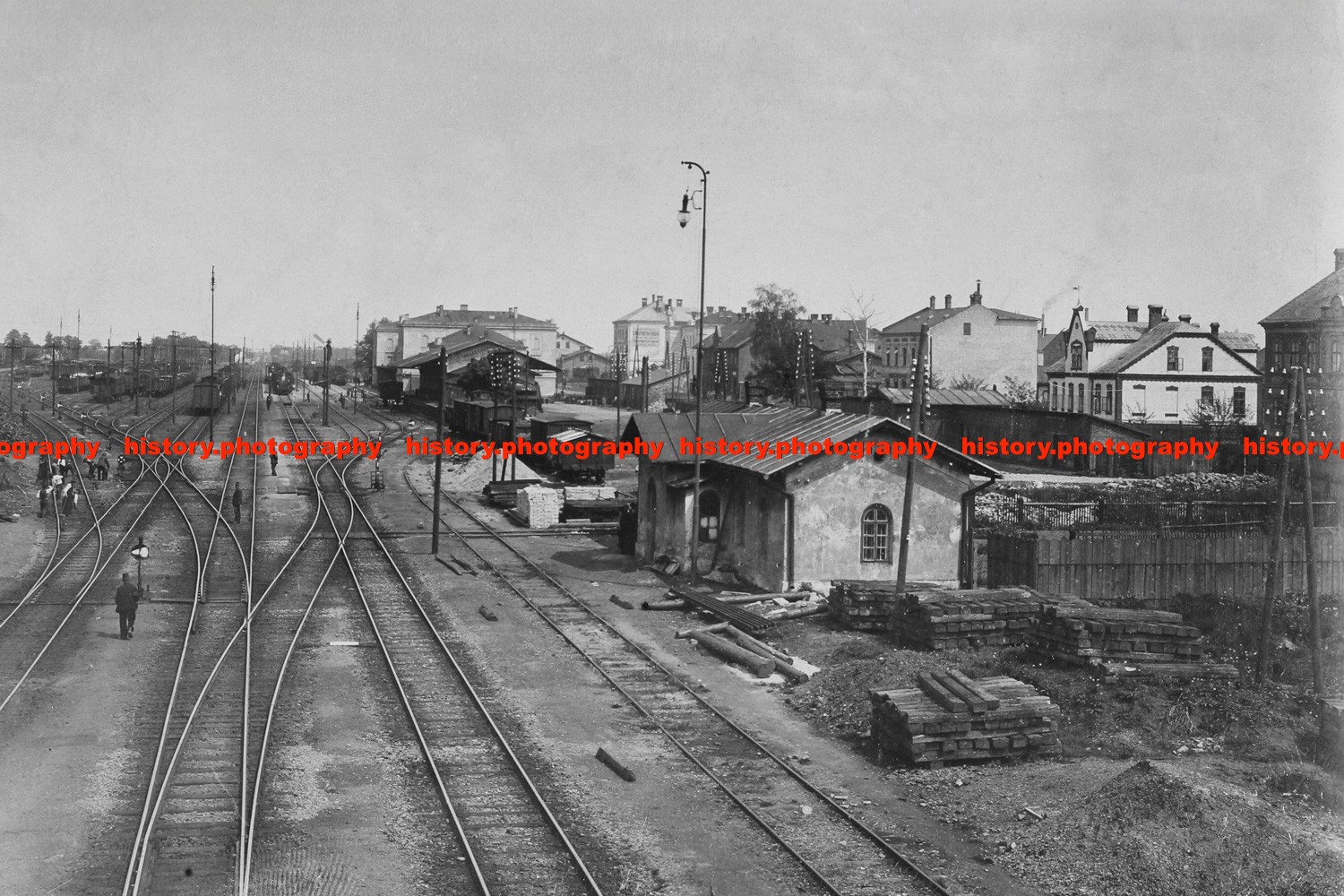 F023046 Railway tracks of Dzieditz Station Austrian Silesia Poland WW1