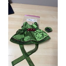 P826 American girl doll Bitty Baby poinsettia green holiday outfit