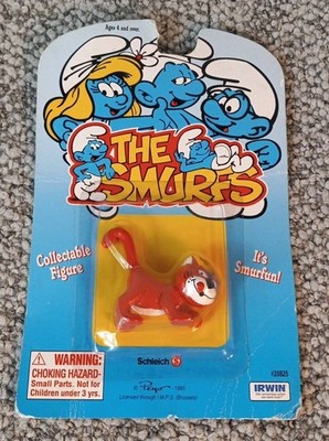 The Smurfs - Azrael Gargamel's Cat PVC Figure On Card Vtg 95 IRWIN Toys Schleich