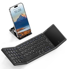 Foldable Bluetooth Keyboard with Touchpad Wireless Ultra Slim Black