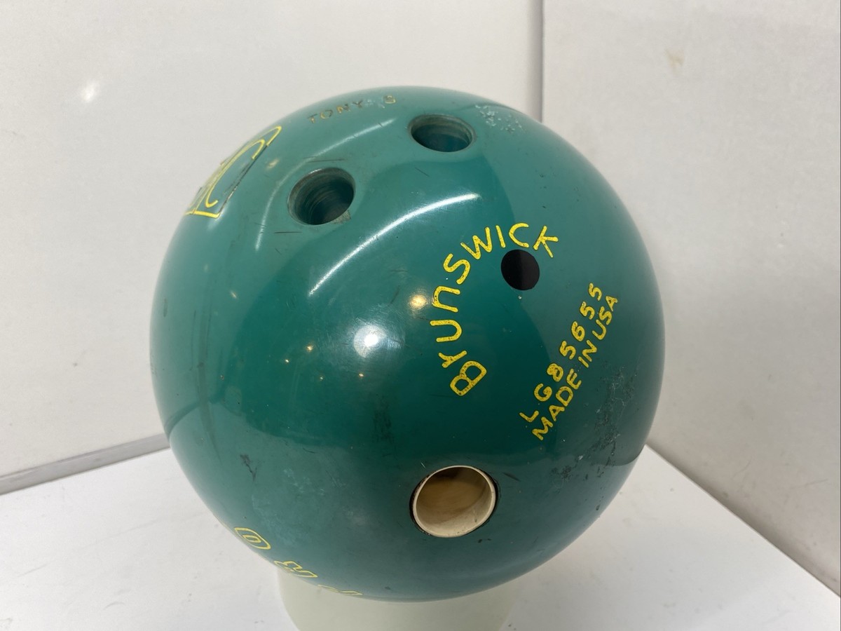 Brunswick Original 90s Teal Rhino Pro Bowling Ball 16 lb Drilled