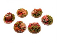 Puppenhaus 6 Salat Mahlzeiten Dinner Auf Teller Miniatur Esszimmer Cafe ZubehöR