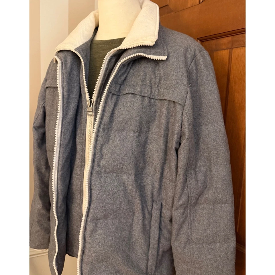 Guess Insulated Down Jacket Men XL Gray Bib Liner DBL-Zip Wool-Blend Winter Coat - Image 3 of 4
