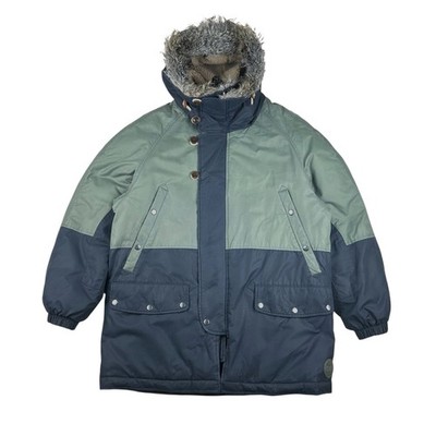Paul Smith Daunenparka Herren Small Khaki Navy Kapuze Kunstfellbesatz Gesteppt