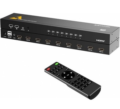 Arvitek 8 Port HDMI KVM Switch 4K@60Hz 1U Rack Mount 8 HDMI Cable 4 USB 2.0 $149