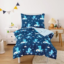 - Dinosaur Bedding Set for Boys, Cute Dino Driving Cars, 4 Pieces Soft Crib B...