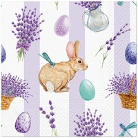20 Servietten Lavender Egg Hase Ostereier Lavendel Blumen KöRbchen Deko 33X33Cm