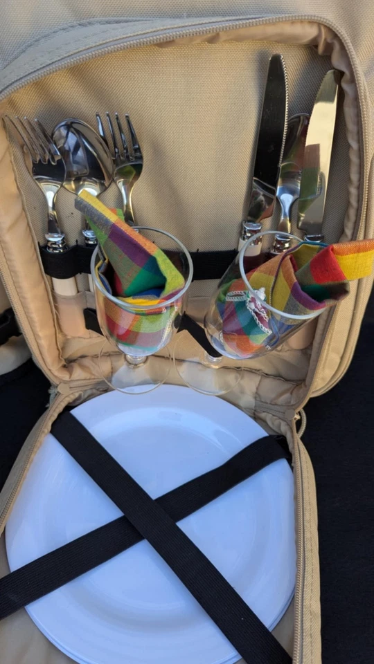 Pitnik Rucksack Herren Damen Backpack Tasche mit Teller Gläser und Besteck - Bild 4 von 4