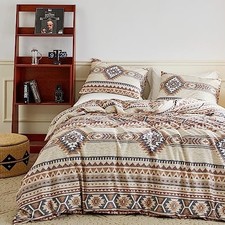 Boho Aztec Duvet Cover King 100 Cotton 3 King 90 in x 104 in Retro Aztec